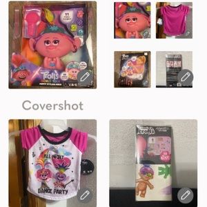 TROLLS big 11p Hair Fun💕PJ top sz4 &wall decals 30ct NIP